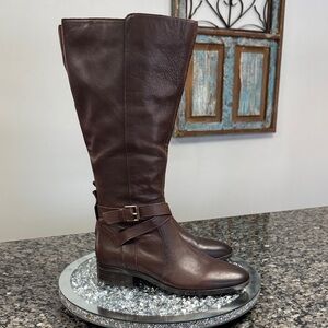 Naturalizer Rich Brown Leather riding boots Heeled Boots new 7 Wide Calf